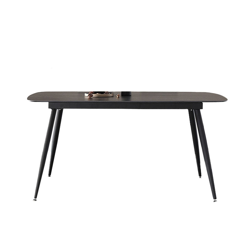 Black Metal Frame Industrial Rectangle Dining Table Sintered Stone Table for Home