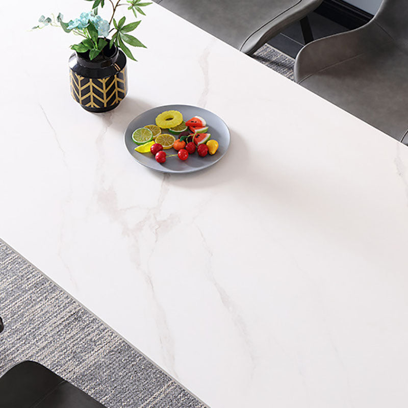 Black Metal Frame Industrial Rectangle Dining Table Sintered Stone Table for Home