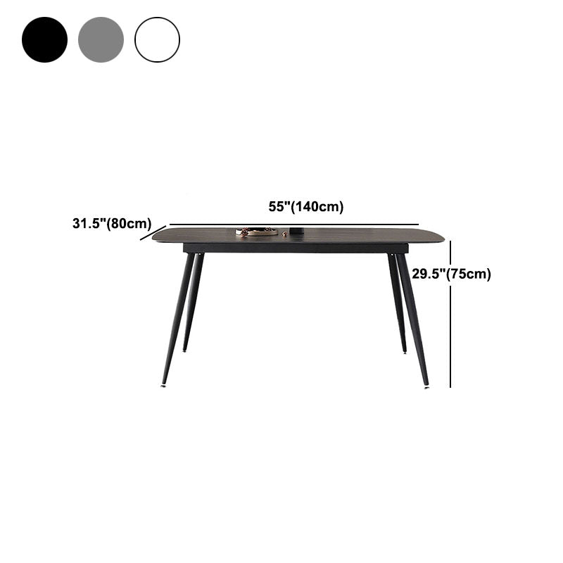Black Metal Frame Industrial Rectangle Dining Table Sintered Stone Table for Home