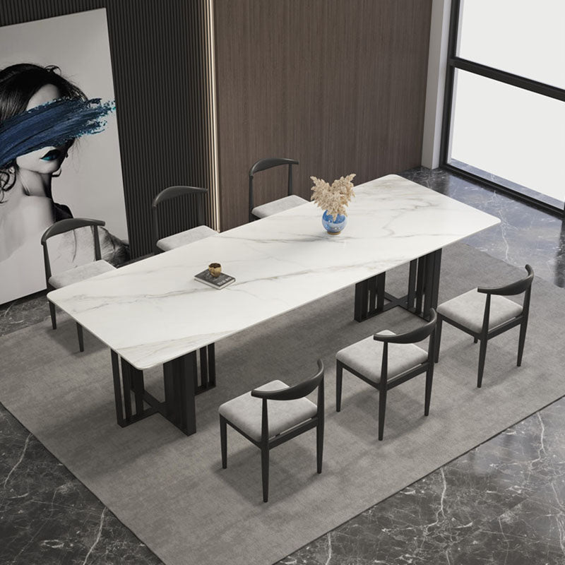 Industrial Style Dining Table Sintered Stone Rectangle Table for Dining Room