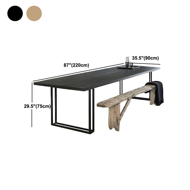 Industrial Dinning Table with Black Wood Rectangle Dining Table for Kitchen