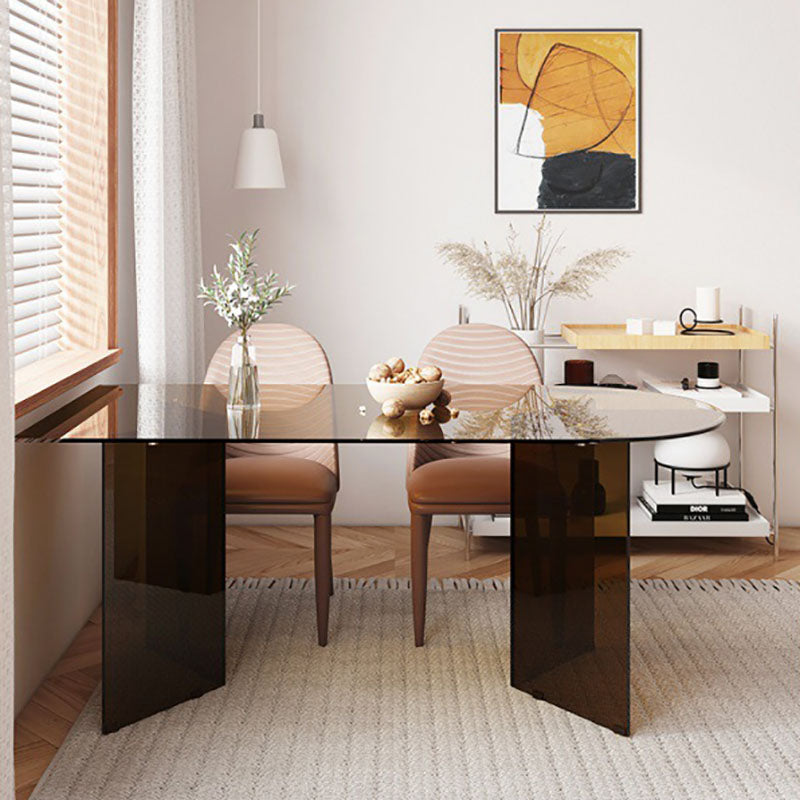 Glass Dining Room Collection Contemporary Double Pedestal Dining Table