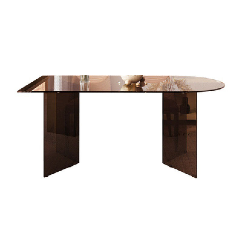 Glass Dining Room Collection Contemporary Double Pedestal Dining Table