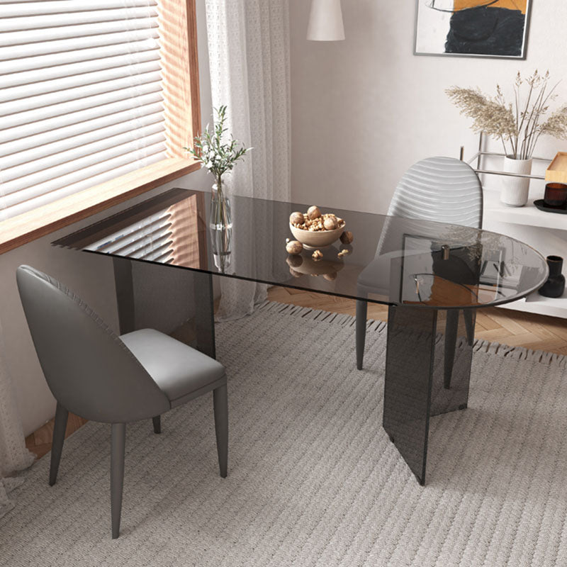 Glass Dining Room Collection Contemporary Double Pedestal Dining Table