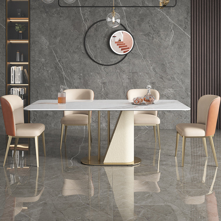 Gold Pedestal Casual Dining Table Traditional Luxury Rectangle Dining Table