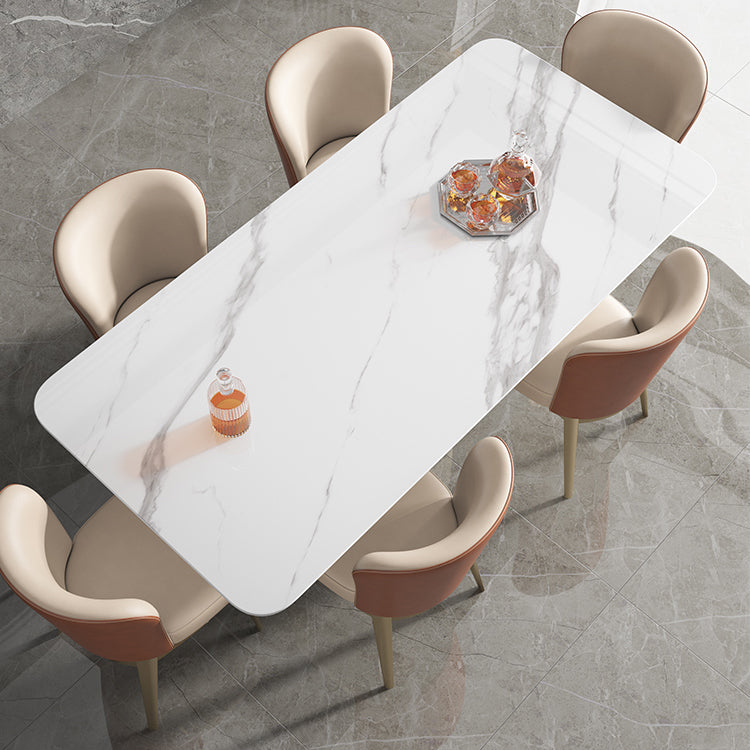 Gold Pedestal Casual Dining Table Traditional Luxury Rectangle Dining Table