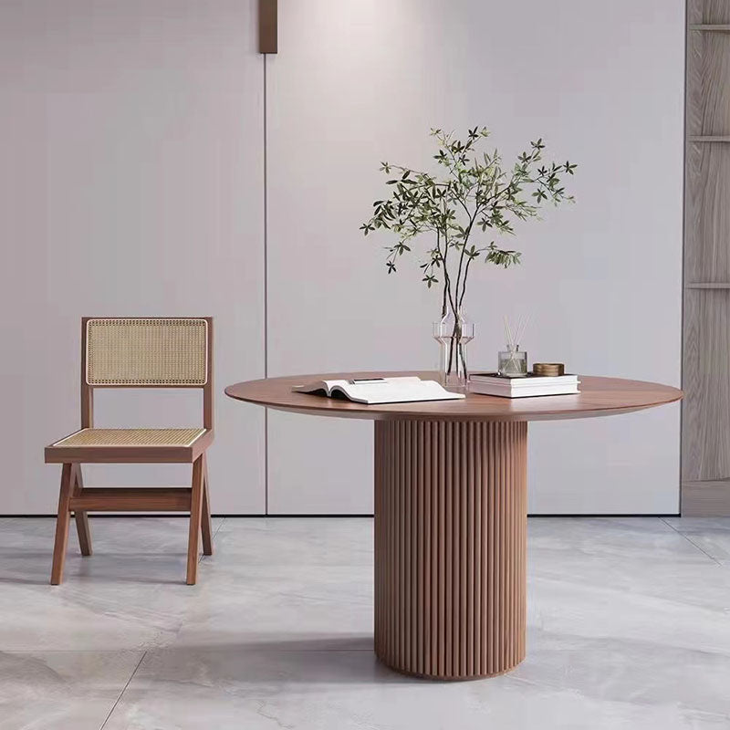 Solid Wood Dining Table Contemporary Dining Site Table with Pedestal Base