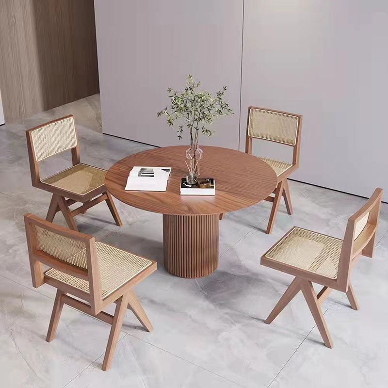 Solid Wood Dining Table Contemporary Dining Site Table with Pedestal Base