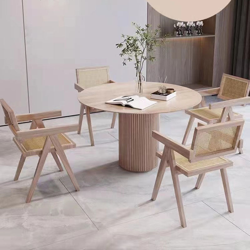 Solid Wood Dining Table Contemporary Dining Site Table with Pedestal Base