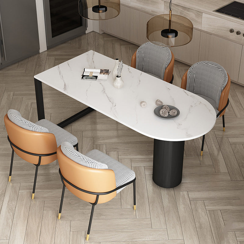 Free Form Sintered Stone Dining Table Modern Dining Table with Double Pedestal for Home