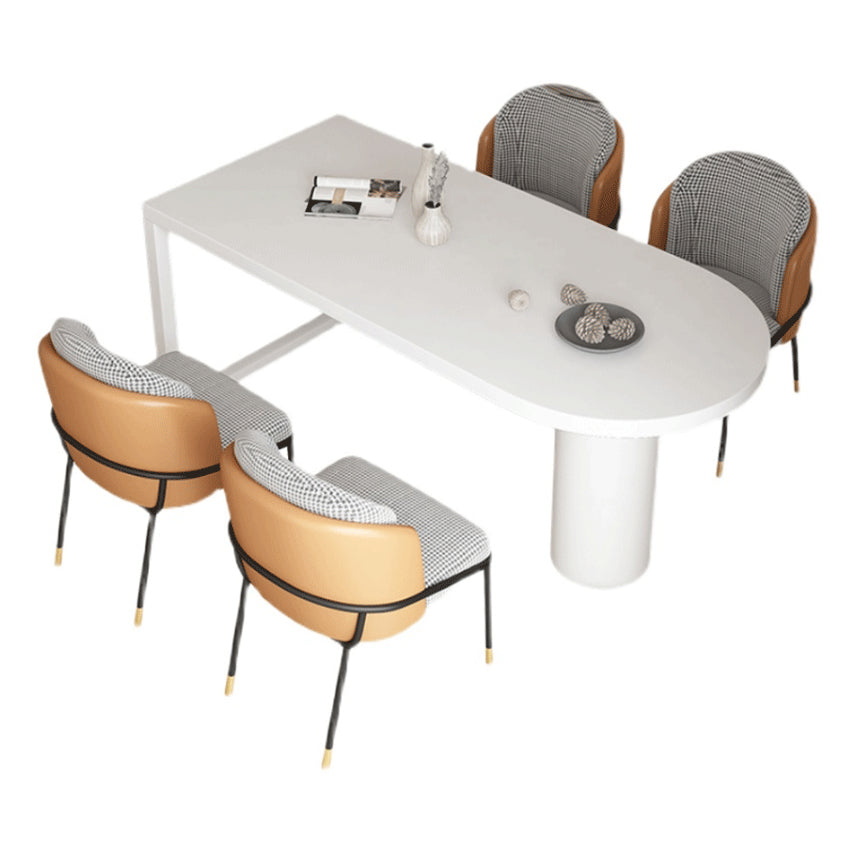 Free Form Sintered Stone Dining Table Modern Dining Table with Double Pedestal for Home
