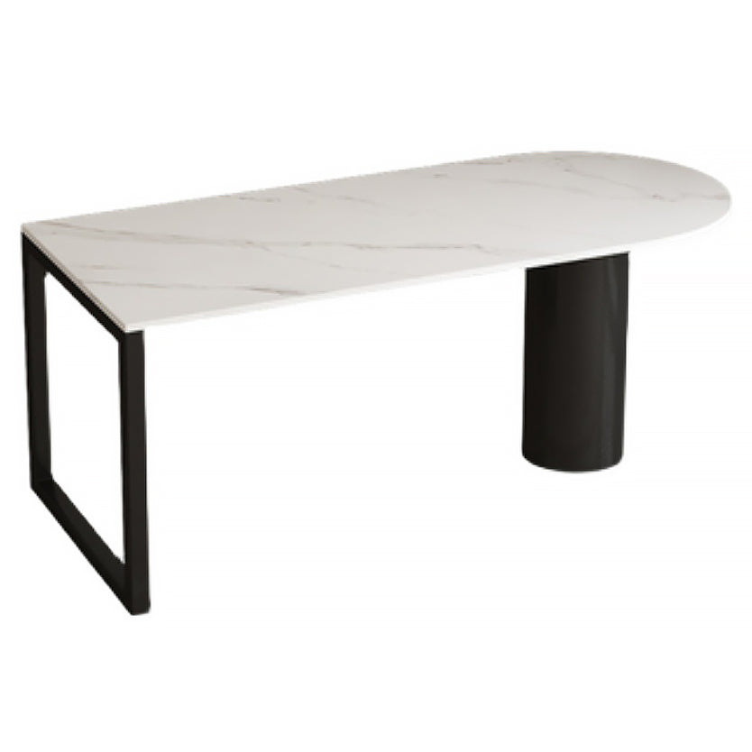 Free Form Sintered Stone Dining Table Modern Dining Table with Double Pedestal for Home