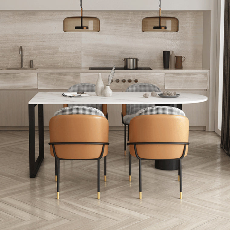 Free Form Sintered Stone Dining Table Modern Dining Table with Double Pedestal for Home