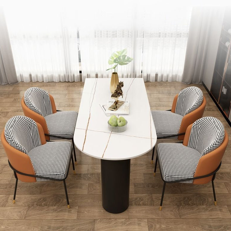 Free Form Sintered Stone Dining Table Modern Dining Table with Double Pedestal for Home