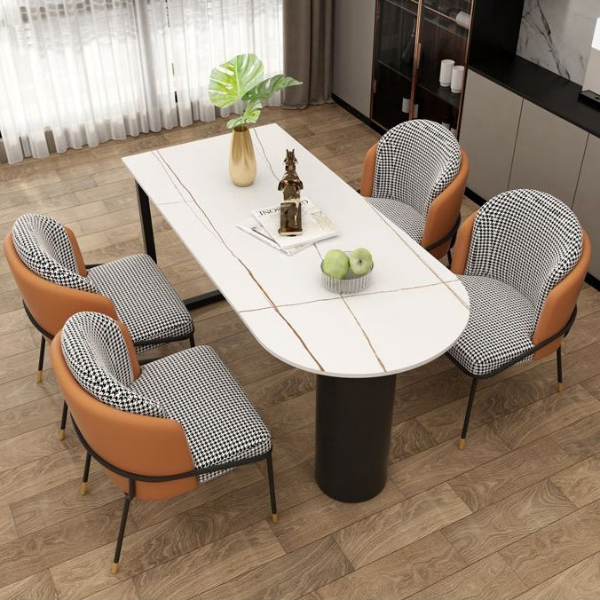 Free Form Sintered Stone Dining Table Modern Dining Table with Double Pedestal for Home