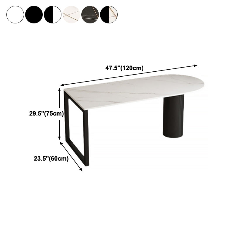 Free Form Sintered Stone Dining Table Modern Dining Table with Double Pedestal for Home