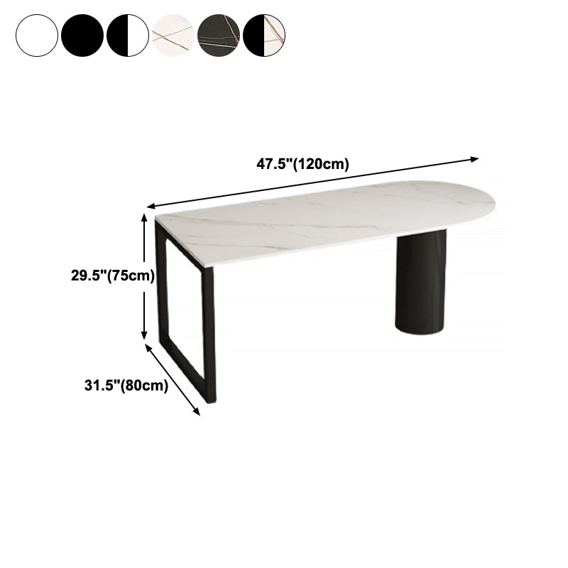 Free Form Sintered Stone Dining Table Modern Dining Table with Double Pedestal for Home