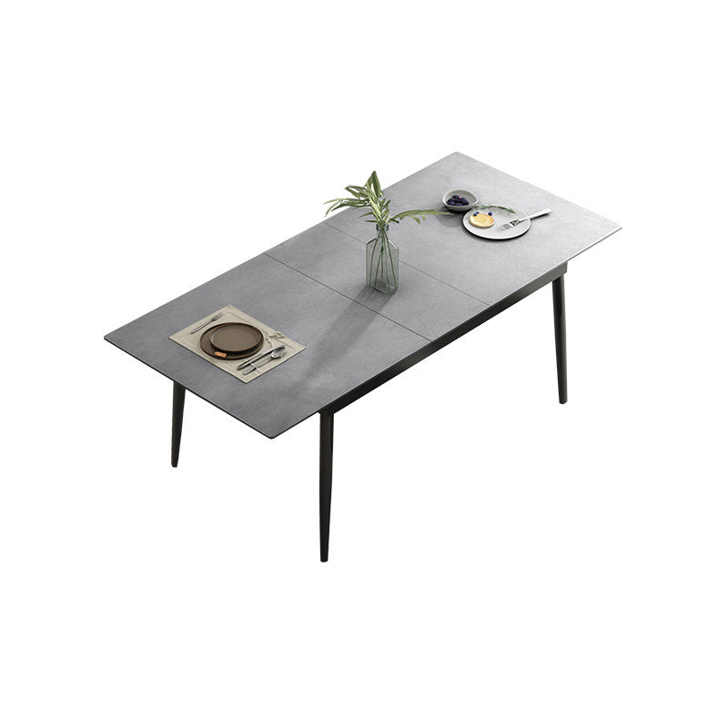 Industrial Rectangle Dining Site Table Stone Top Extendable Trestle Dining Table