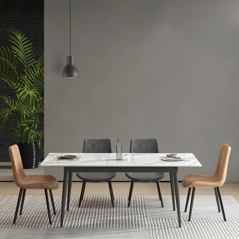 Industrial Rectangle Dining Site Table Stone Top Extendable Trestle Dining Table