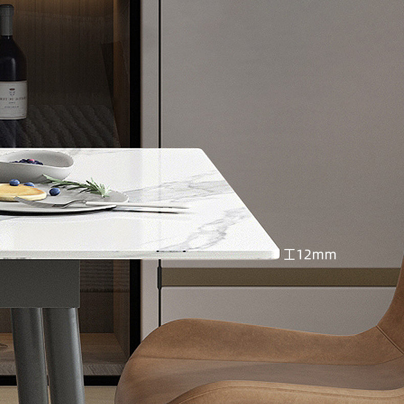 Industrial Rectangle Dining Site Table Stone Top Extendable Trestle Dining Table