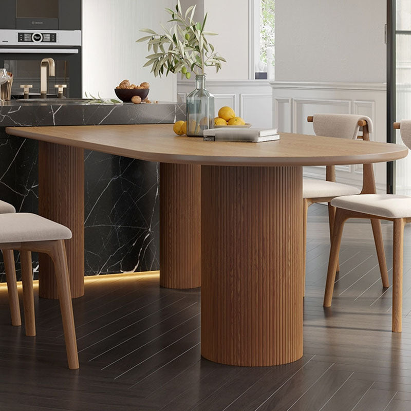 Solid Wood Top Dining Table Modern Dining Table with 4 Pine Wood Legs