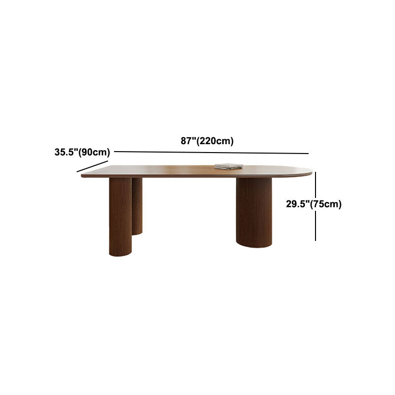 Solid Wood Top Dining Table Modern Dining Table with 4 Pine Wood Legs