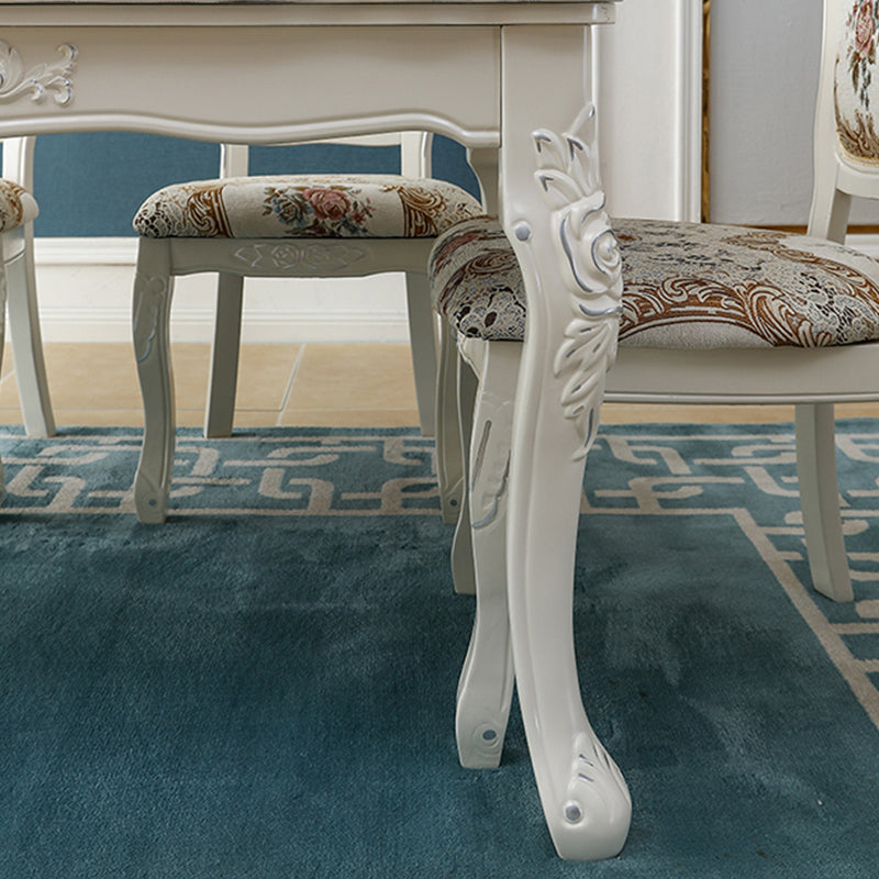 White Stone Top Dining Table Rectangle Dining Table with 4 Wood Legs