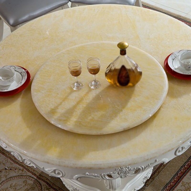 White Stone Top Dining Table Round Dining Table with Pedestal Base