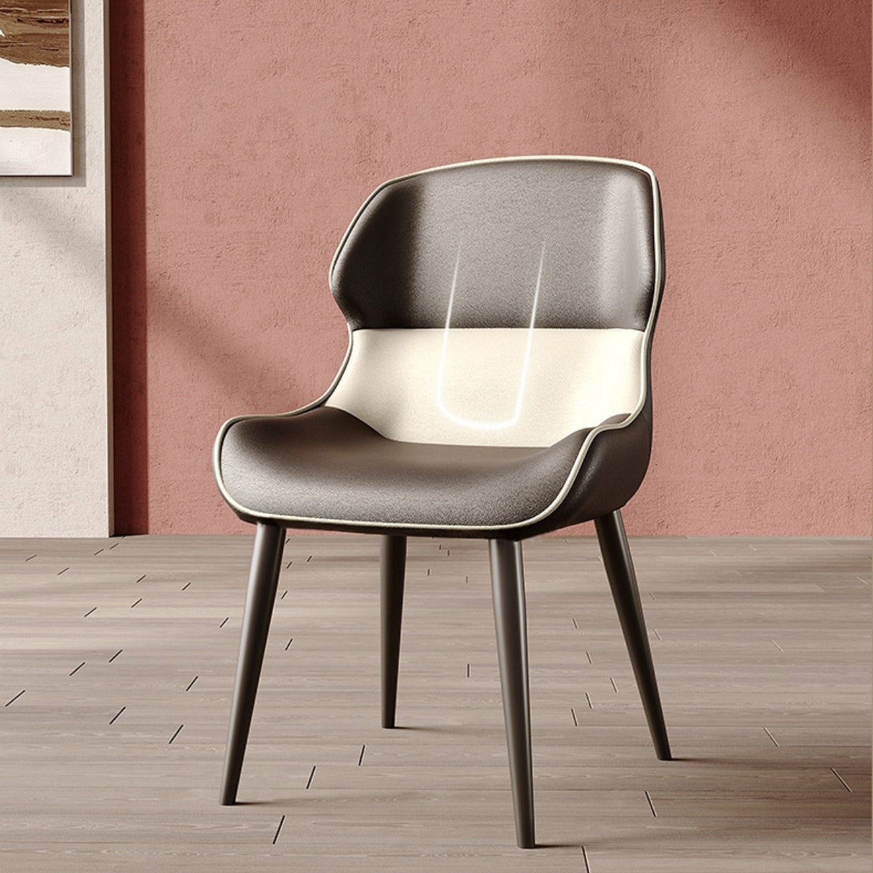Brasserie Contemporary Faux Leather Dining Chair Parsons Chair in Matte Finish
