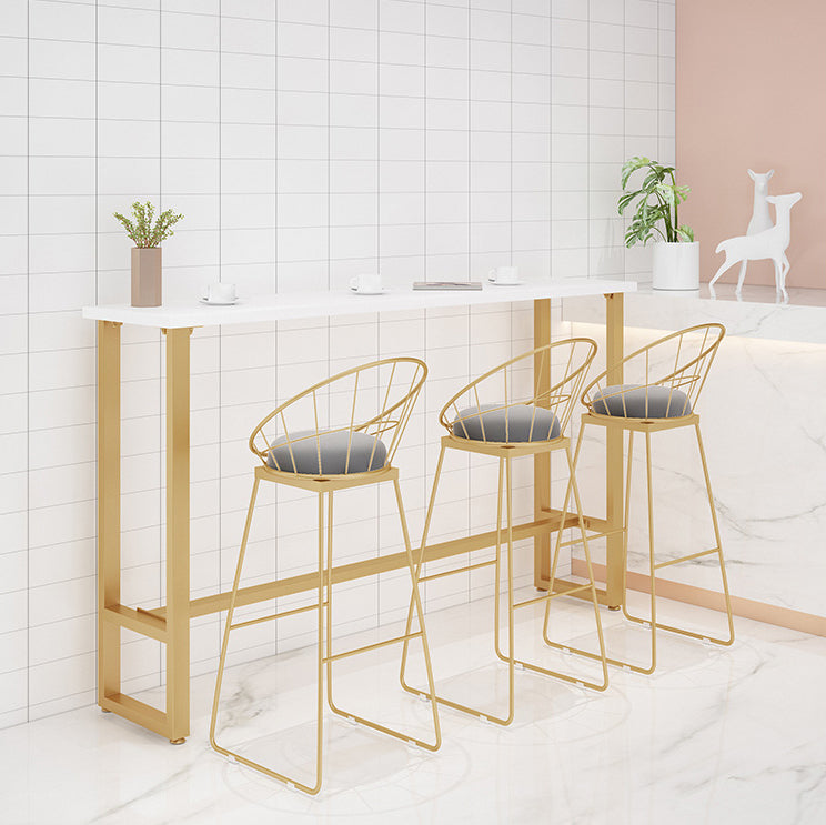 1/4 Pieces Glam Style Bar Table Set Rectangle Bistro Set with White Faux Marble Top