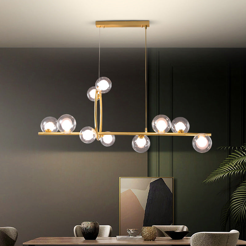 Modern Creative Style Hanging Lamp Gold Glass Island Light Fixture for Dining Room