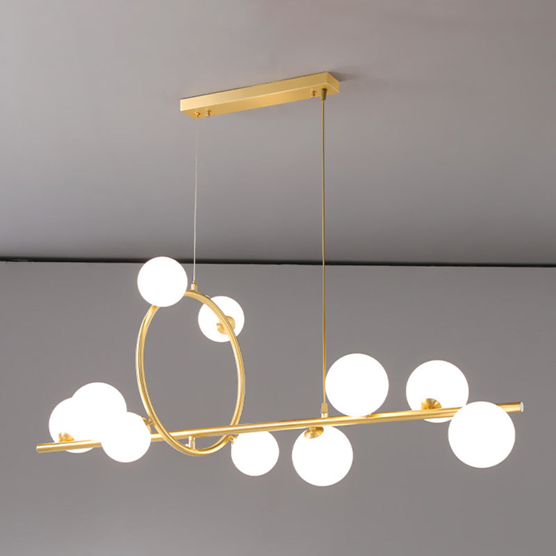 Modern Creative Style Hanging Lamp Gold Glass Island Light Fixture for Dining Room