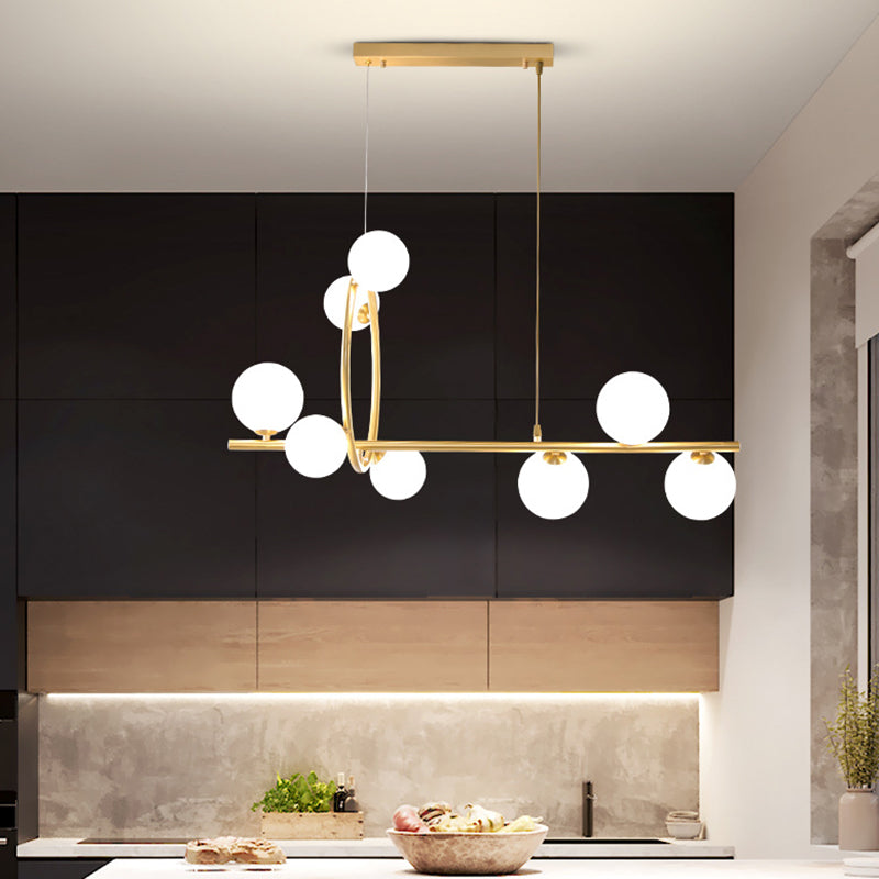 Modern Creative Style Hanging Lamp Gold Glass Island Light Fixture for Dining Room