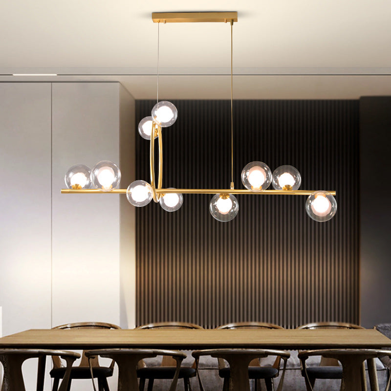 Modern Creative Style Hanging Lamp Gold Glass Island Light Fixture for Dining Room