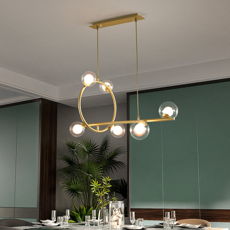 Modern Creative Style Hanging Lamp Gold Glass Island Light Fixture for Dining Room
