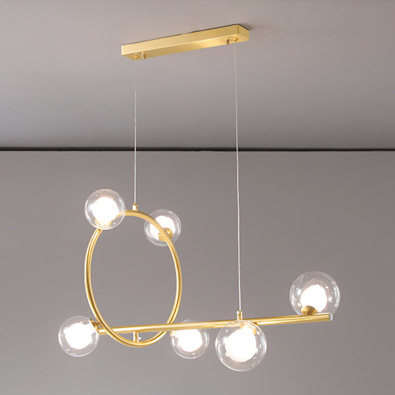 Modern Creative Style Hanging Lamp Gold Glass Island Light Fixture for Dining Room