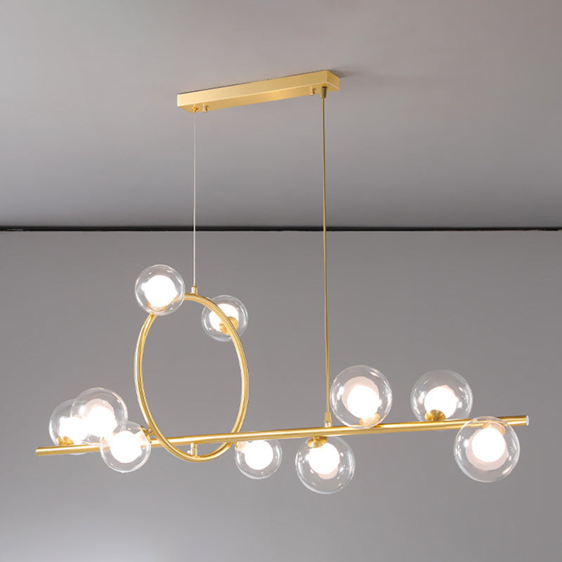 Modern Creative Style Hanging Lamp Gold Glass Island Light Fixture for Dining Room