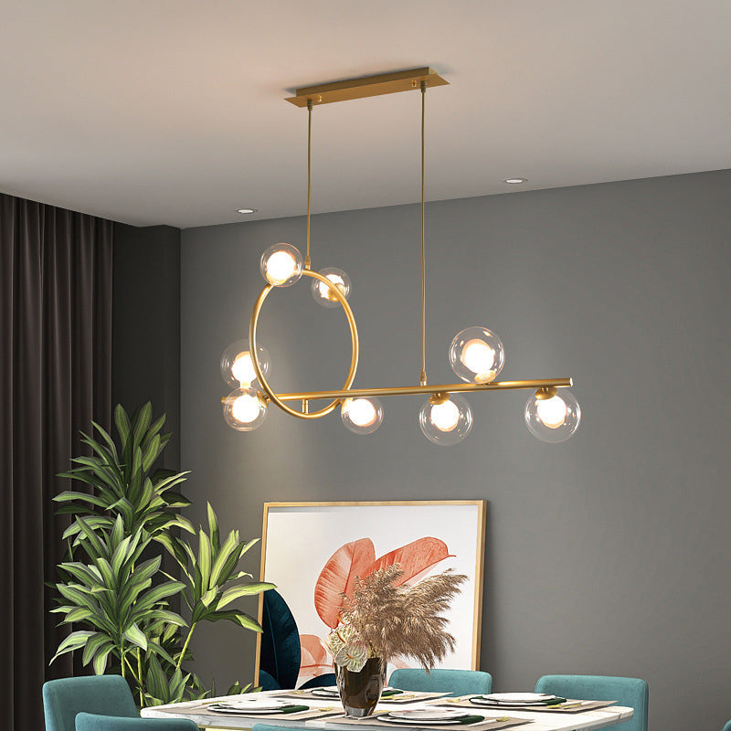 Modern Creative Style Hanging Lamp Gold Glass Island Light Fixture for Dining Room