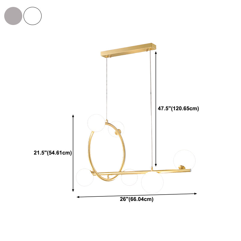 Modern Creative Style Hanging Lamp Gold Glass Island Light Fixture for Dining Room