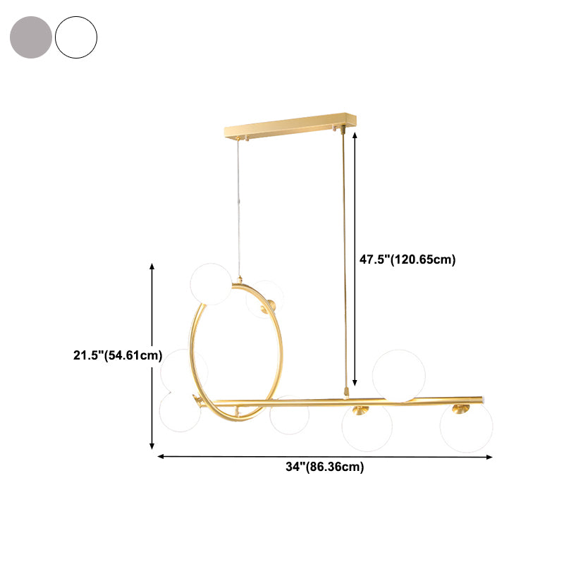 Modern Creative Style Hanging Lamp Gold Glass Island Light Fixture for Dining Room