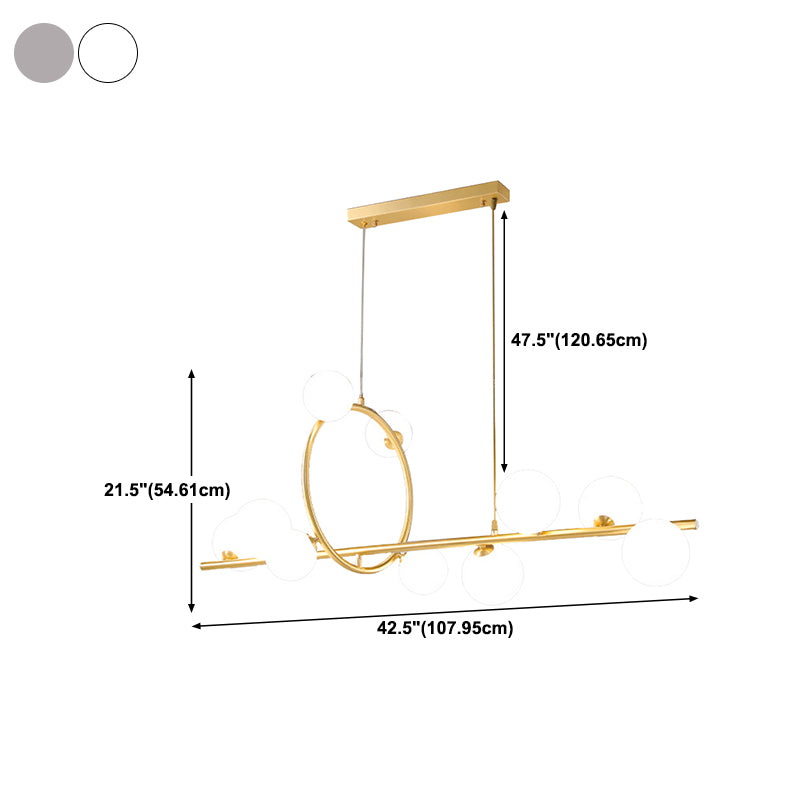 Modern Creative Style Hanging Lamp Gold Glass Island Light Fixture for Dining Room