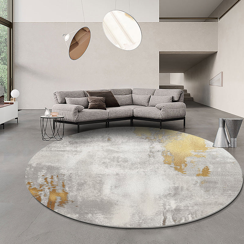 Contemporary Round Carpet Abstract Pattern Rug Stain Resistant Area Rug for Living Room