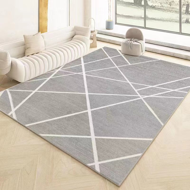 Gray Line Carpet Polyester Casual Area Carpet Non-Slip Backing Carpet for Sitting Room