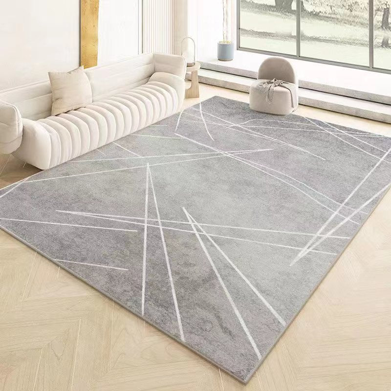 Gray Line Carpet Polyester Casual Area Carpet Non-Slip Backing Carpet for Sitting Room