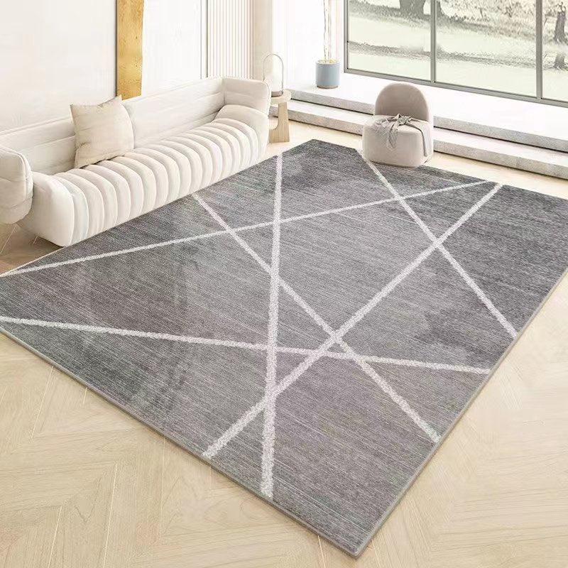 Gray Line Carpet Polyester Casual Area Carpet Non-Slip Backing Carpet for Sitting Room