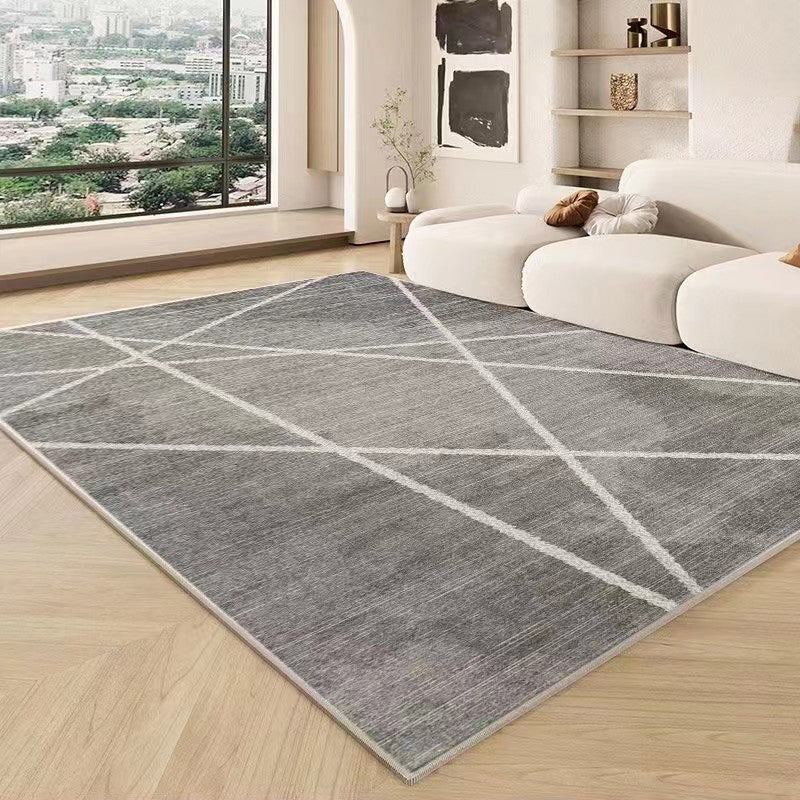 Gray Line Carpet Polyester Casual Area Carpet Non-Slip Backing Carpet for Sitting Room