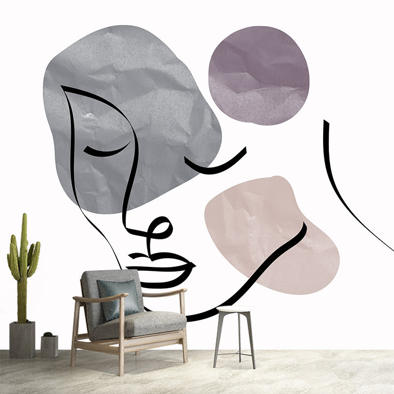 Illustration Environment Friendly Mural Wallpaper Line Art Bedroom Wall Mural