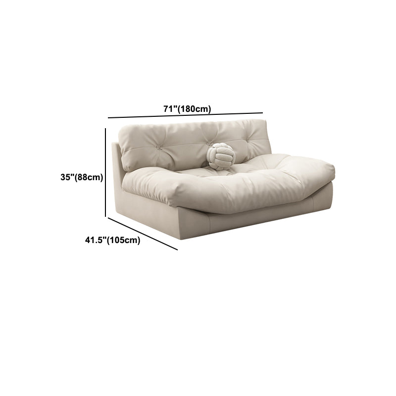 Tufted Split-Back Contemporary Standard Settee Couch in Beige