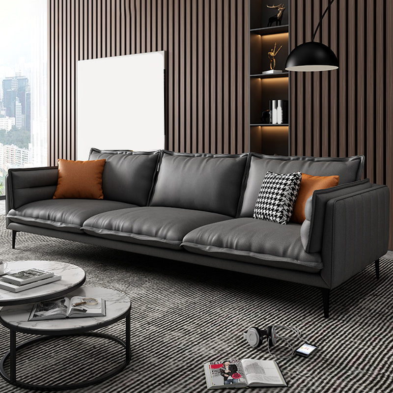 Standard Contemporary Square Arm Stain Resistant Settee Couch with Pillows