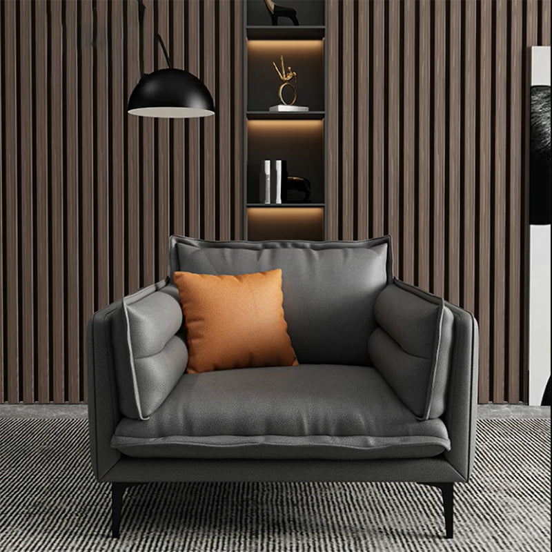 Standard Contemporary Square Arm Stain Resistant Settee Couch with Pillows